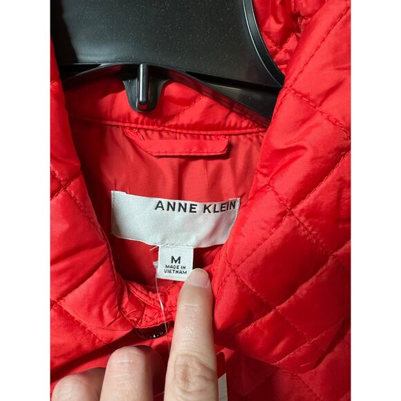 New NWT Ann Klein Women M Medium Red Lightweight Puffer jacket coat - Picture 3 of 10